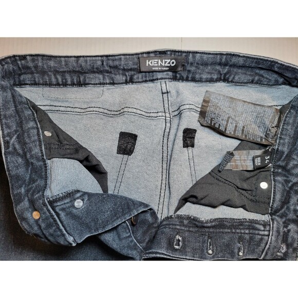 Kenzo Distressed Black Gray Jeans Button Fly Ripped Skinny Fit Womens Size W34 - Picture 4 of 12